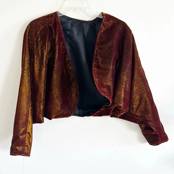 Metallic shimmery brown open front cardigan Bolero top size large - Picture 1 of 5